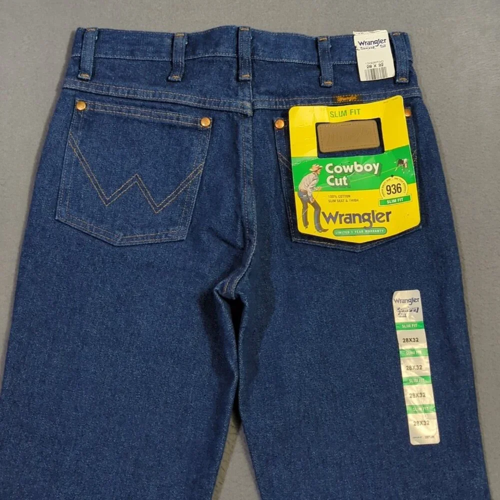 Wrangler Jeans Men's 28x32 Blue 936PWD Cowboy Cut Slim Denim Western NWT